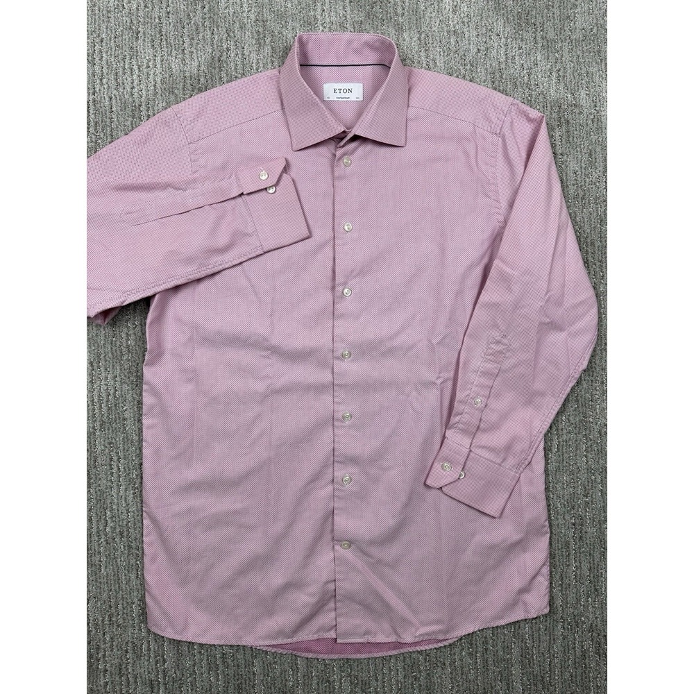 Eton Shirt Mens 16.5 42 Pink Contemporary Fit Dress Long Sleeve Button Front - Picture 4 of 12